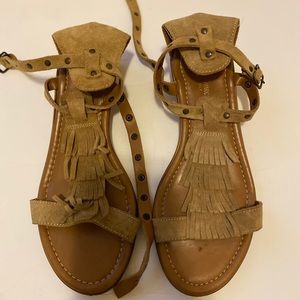 Cristina Francini Fringe Suede Sandals sz 6